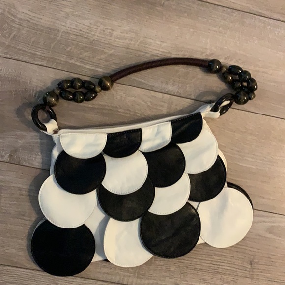 Abstract Circle Black - White Leather Purse - Picture 2 of 7